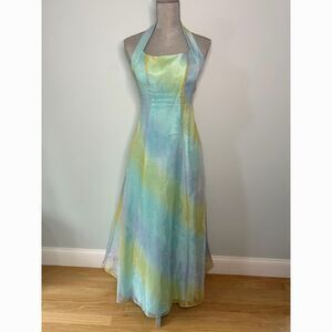 Vintage Y2k Zum Zum by Niki Livas Soft Pastel Ombre Halter Prom Dress size 5